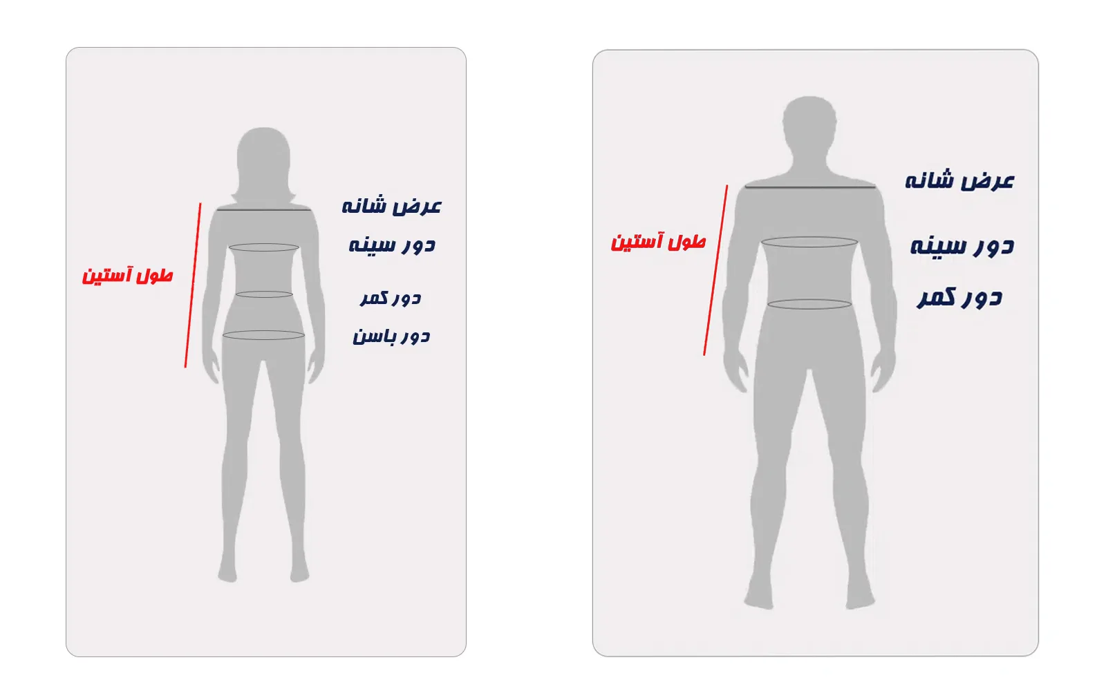 راهنمای سایز لباس چرم - طول آستین